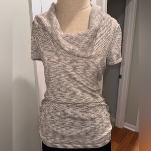 Apt. 9 y2k 90s going out Light Gray Cowl Neck Sweater ruched blouse top
